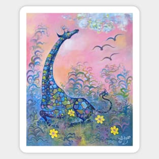 Surrealism-Contemplating Giraffe Sticker